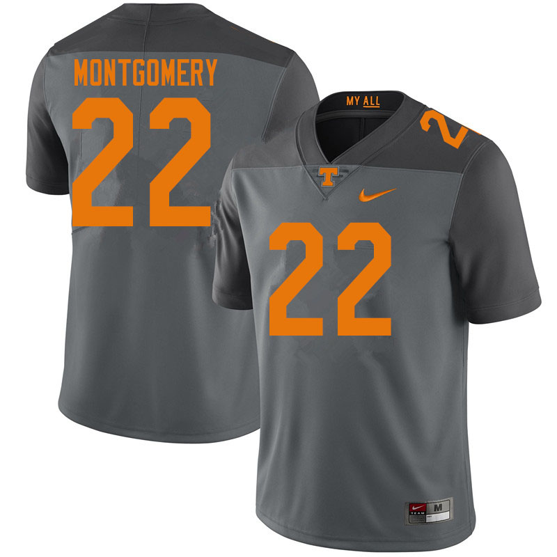 Men #22 Isaiah Montgomery Tennessee Volunteers College Football Jerseys Sale-Gray